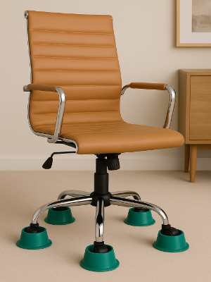 Office chair with Pet Defender wheel covers installed